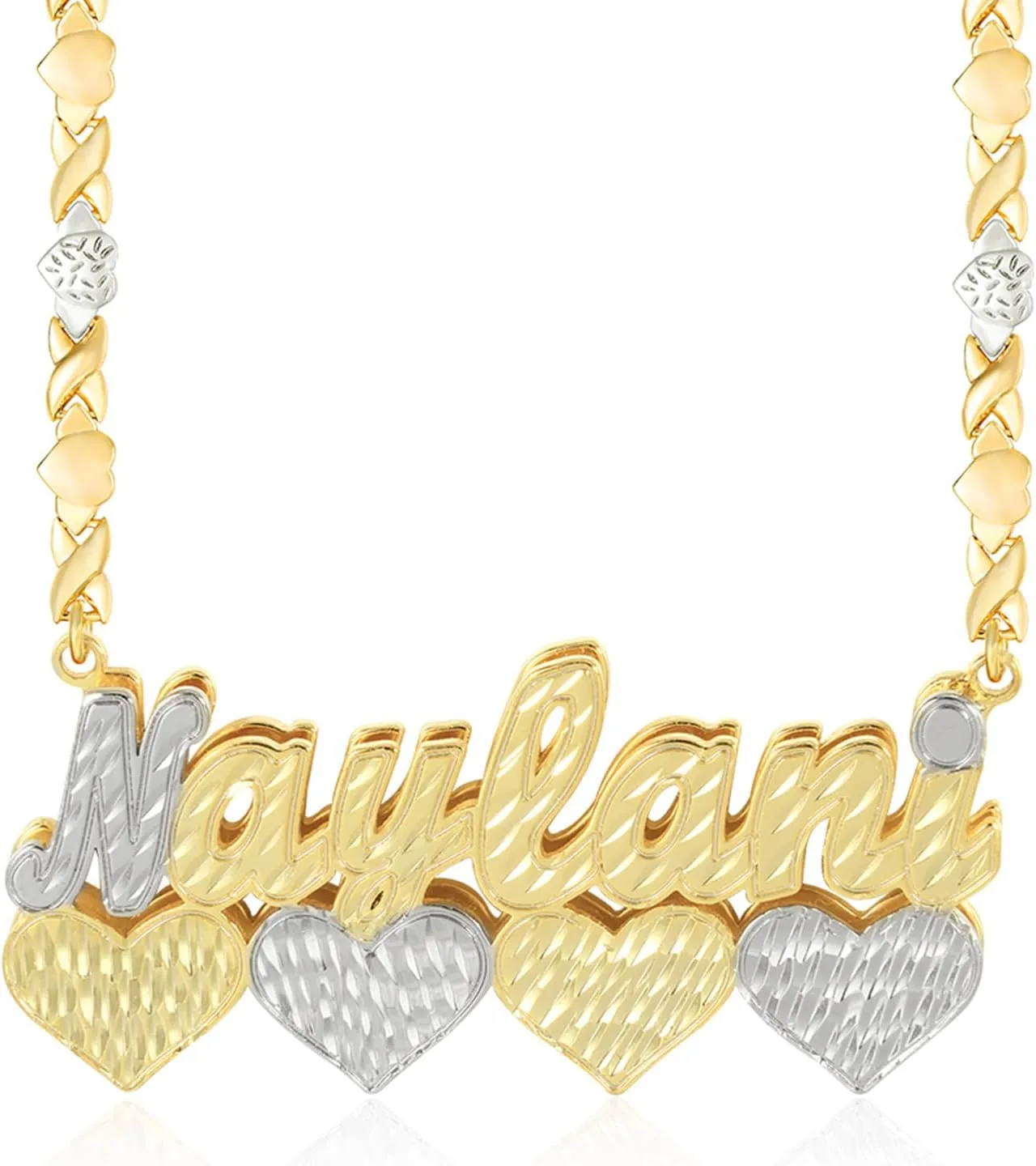 Name Necklace Personalized 18K Gold-Plated Custom Name Necklace Double Plated Name Necklace Two Tone Gold and Silver Name Necklaces for Women