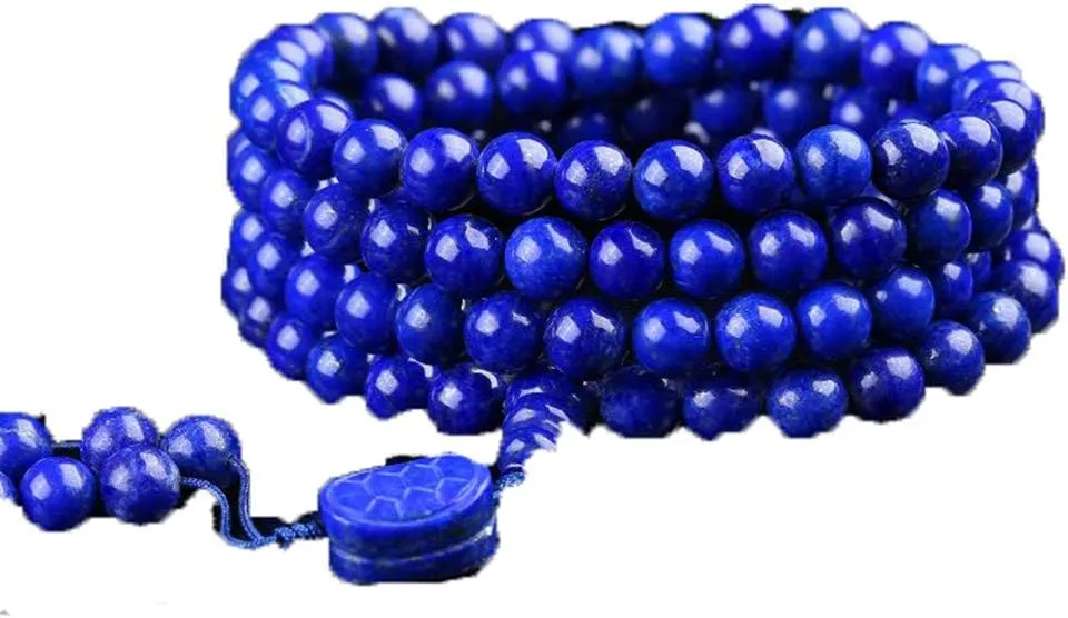 Natural Lapis Lazuli 8mm Gem Stone Buddhist 108 Beads Prayer Mala Multi-Purpose Stretchy Bracelet Necklace