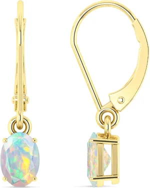 Natural Multifire Ethiopian Opal Gemstone Dangle and Drop Earrings for Women | Opal Gemstone Earrings | 925 Sterling Silver Earrings