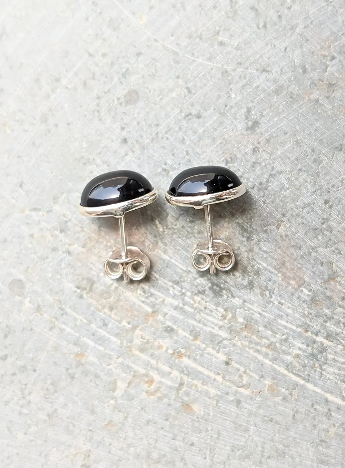 Natural Oval 9x11MM Black Onyx 925 Sterling Silver Handmade Stud Post Earrings for Women Girl Gift Gemstone Jewelry