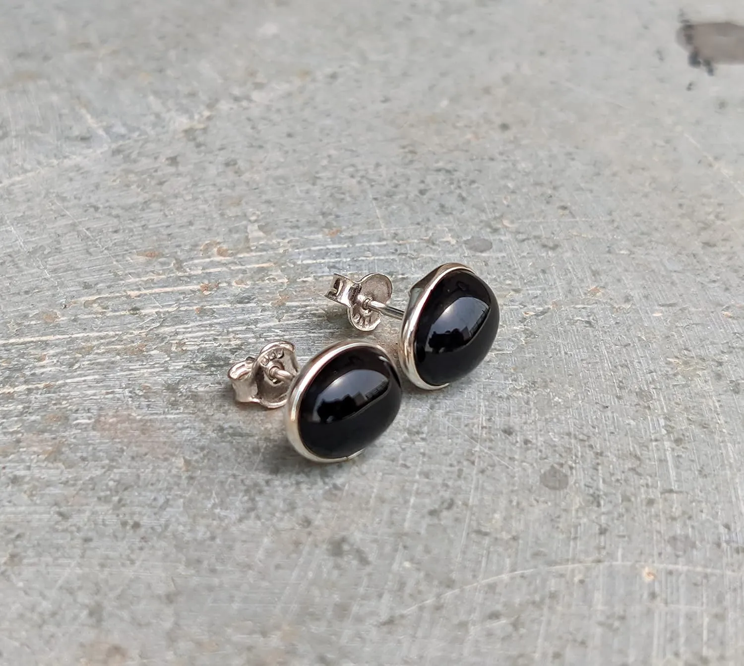Natural Oval 9x11MM Black Onyx 925 Sterling Silver Handmade Stud Post Earrings for Women Girl Gift Gemstone Jewelry