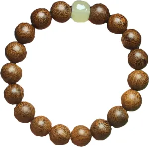 Natural wooden bead chain bracelet, round beads, elastic stretch, elegant natural pattern, with decoration and creativity