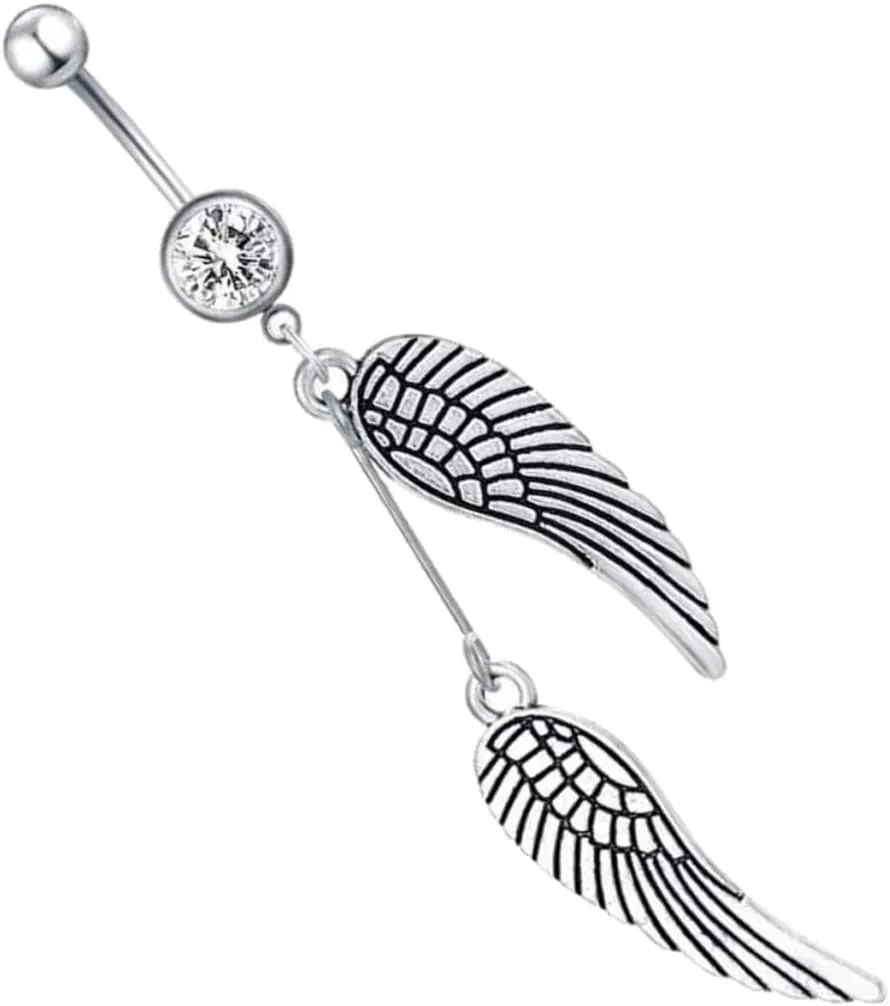 NOLITOY Women Body Piercing Jewelry Angel Wing Navel Ring Elegant Design Fine Polishing Suitable for Parties Dancing
