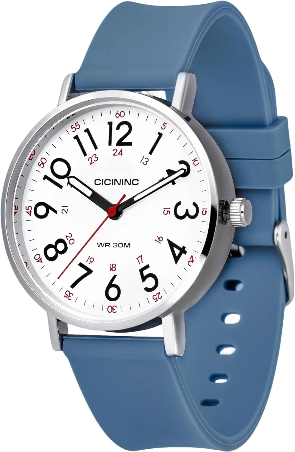 Nurse Watch for Medical Professionals Students Women Men, Analog Nursing Watches with 12/24 Hour Military Time, Second Hand, Easy to Read, Colorful Silicone Band