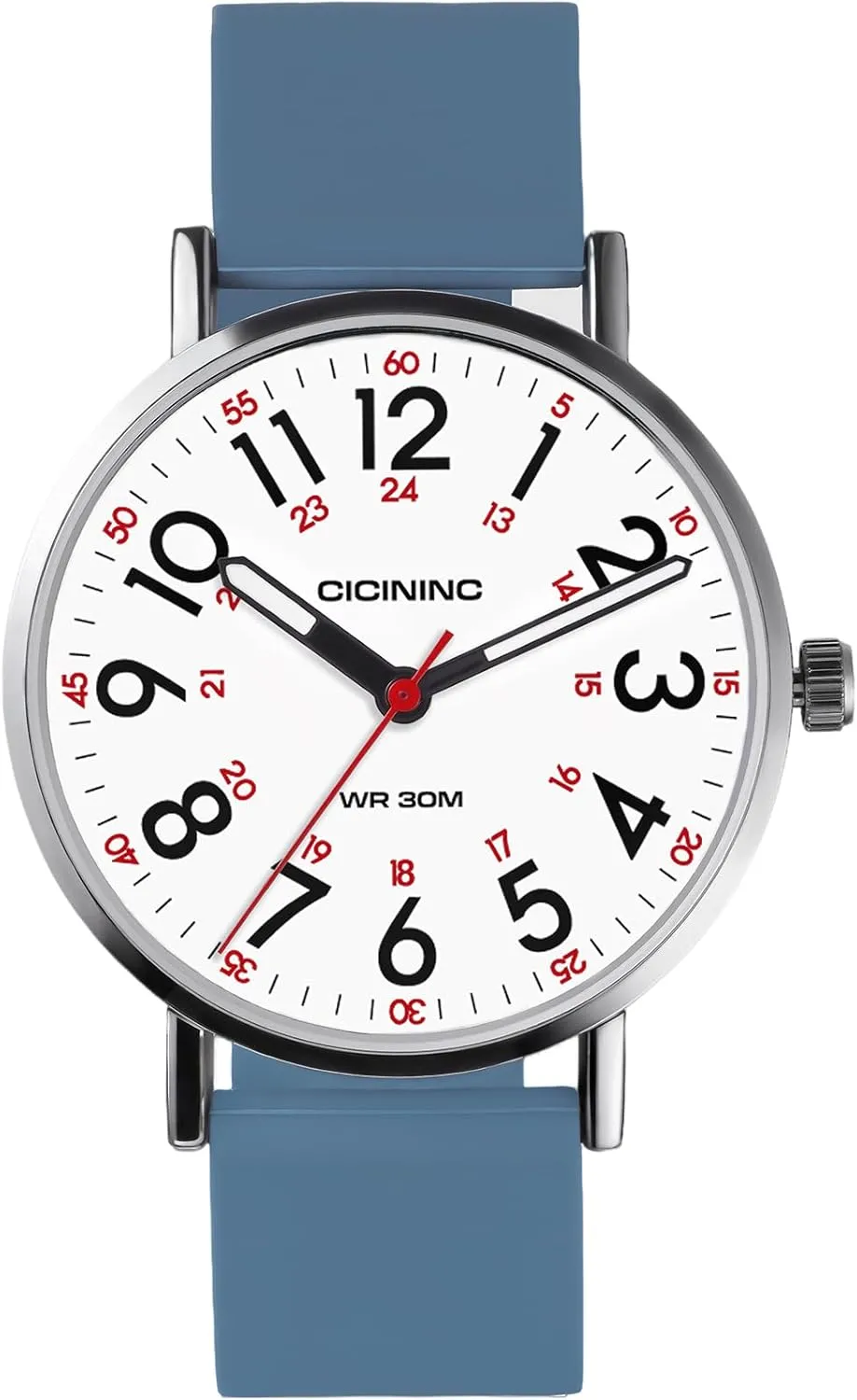Nurse Watch for Medical Professionals Students Women Men, Analog Nursing Watches with 12/24 Hour Military Time, Second Hand, Easy to Read, Colorful Silicone Band