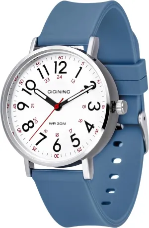 Nurse Watch for Medical Professionals Students Women Men, Analog Nursing Watches with 12/24 Hour Military Time, Second Hand, Easy to Read, Colorful Silicone Band