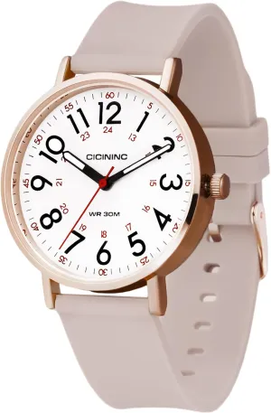 Nurse Watch for Medical Professionals Students Women Men, Analog Nursing Watches with 12/24 Hour Military Time, Second Hand, Easy to Read, Colorful Silicone Band