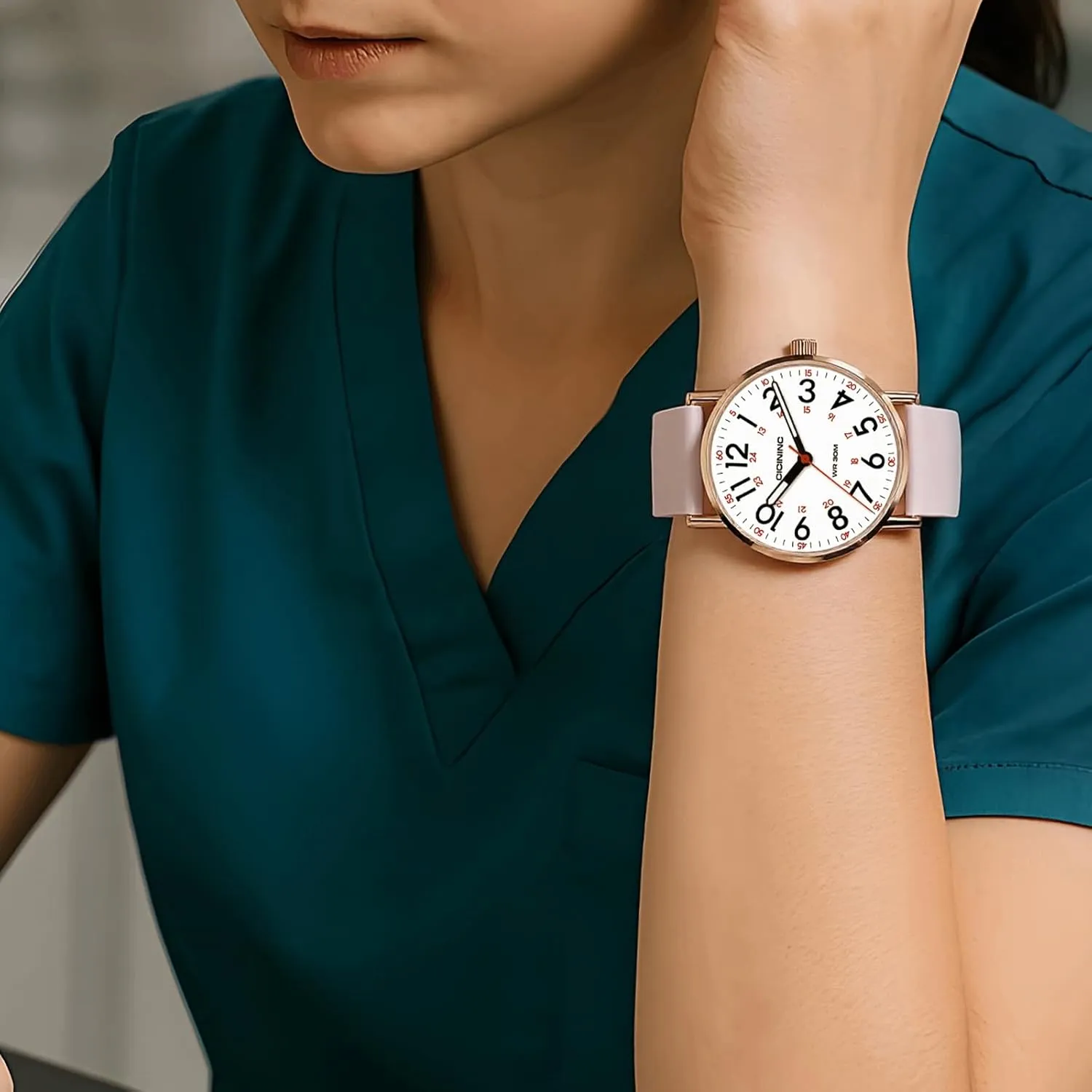 Nurse Watch for Medical Professionals Students Women Men, Analog Nursing Watches with 12/24 Hour Military Time, Second Hand, Easy to Read, Colorful Silicone Band