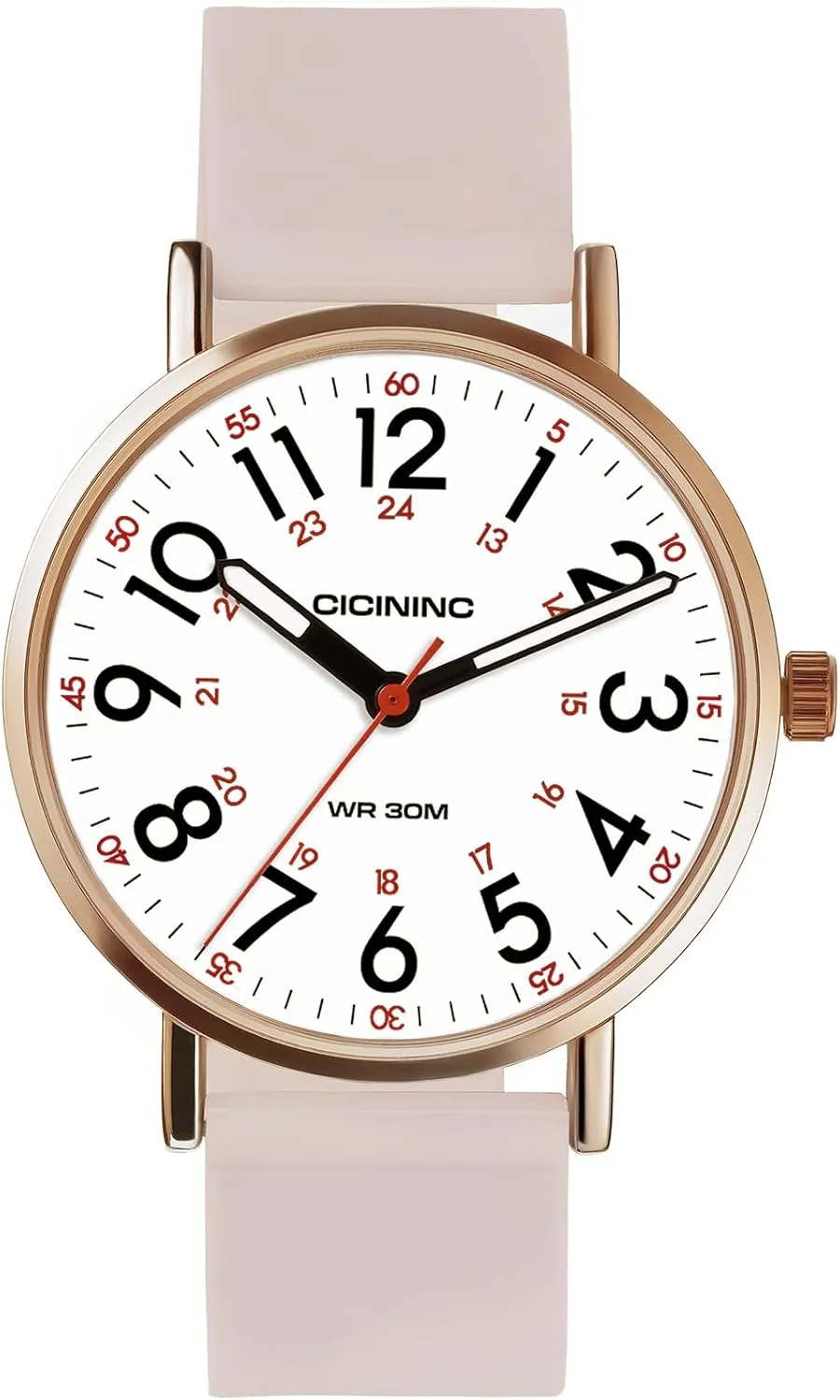 Nurse Watch for Medical Professionals Students Women Men, Analog Nursing Watches with 12/24 Hour Military Time, Second Hand, Easy to Read, Colorful Silicone Band