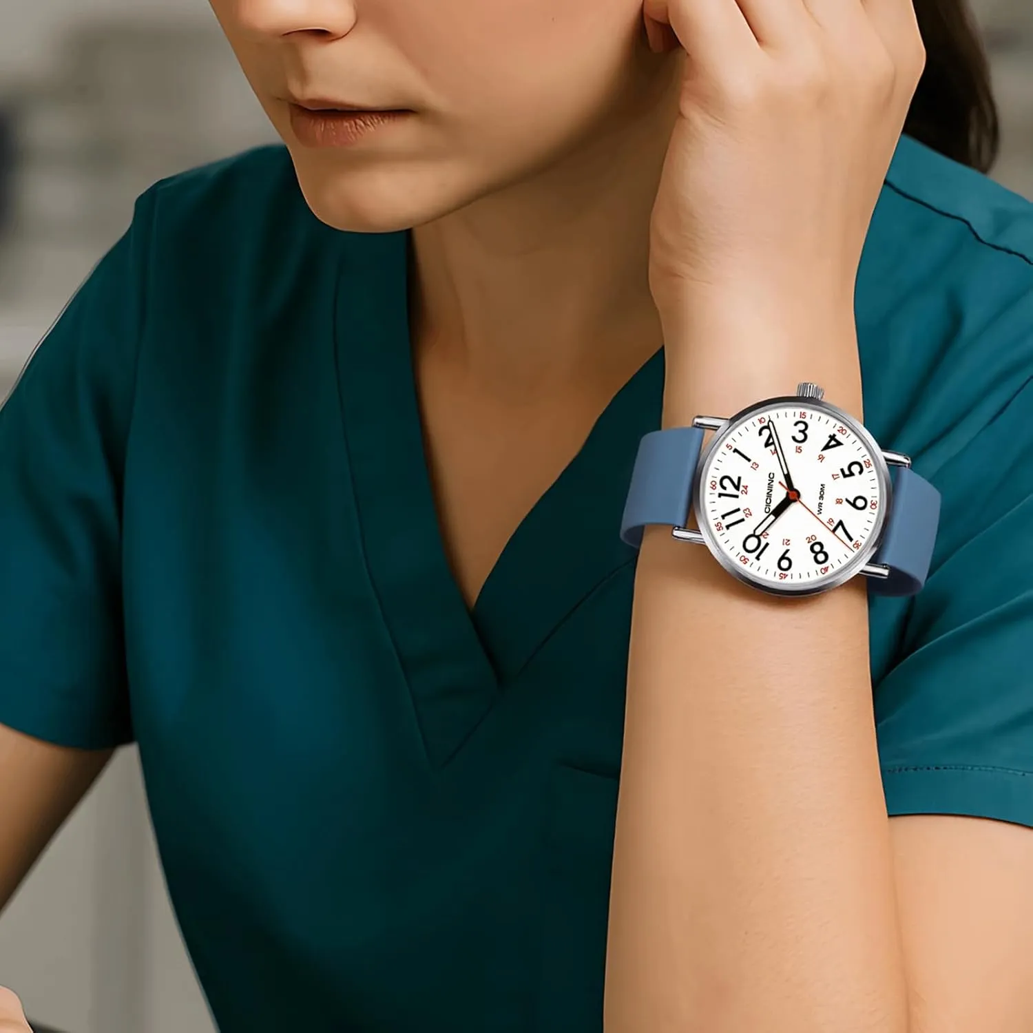Nurse Watch for Medical Professionals Students Women Men, Analog Nursing Watches with 12/24 Hour Military Time, Second Hand, Easy to Read, Colorful Silicone Band