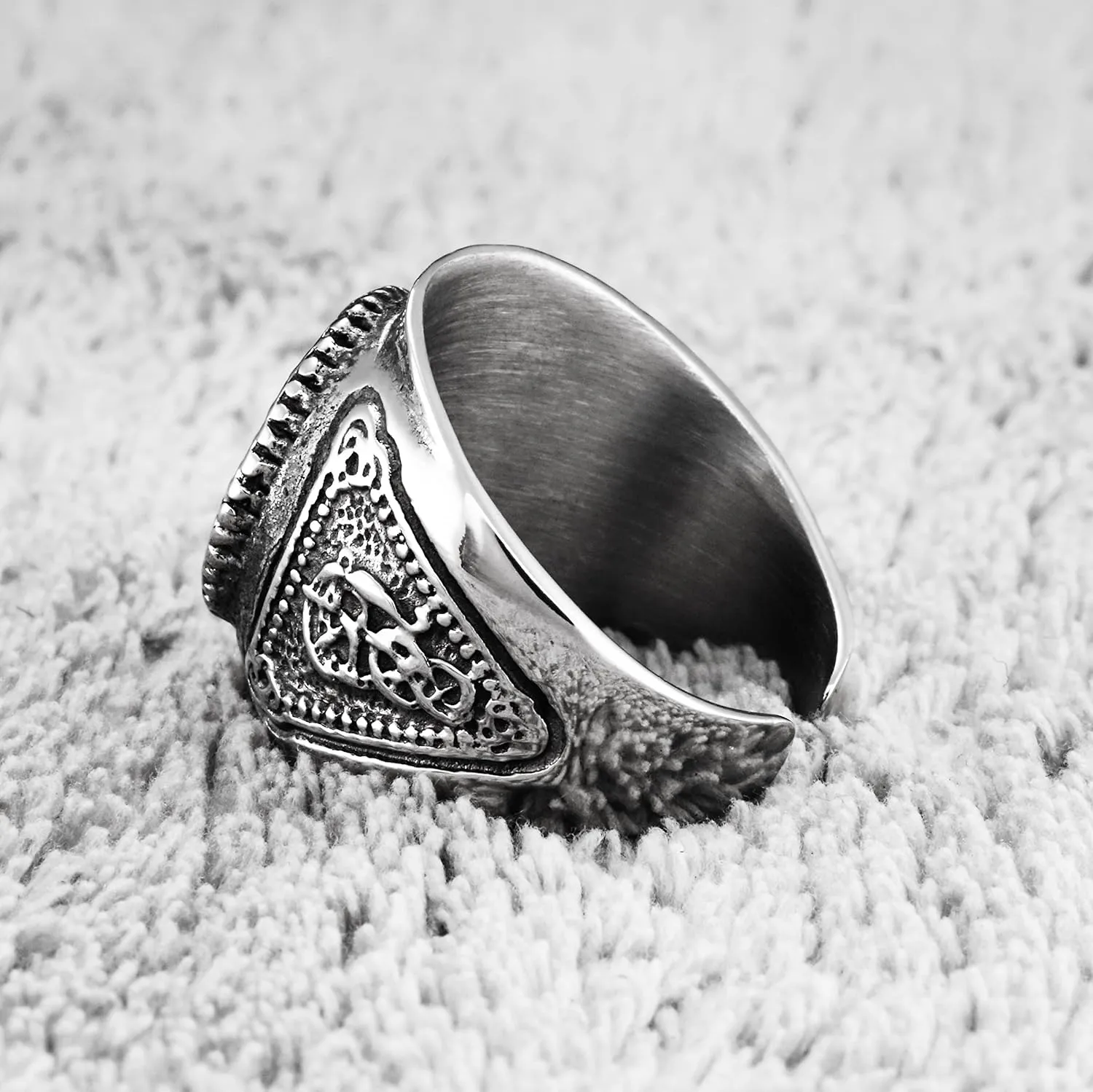 Odin Valknut Ring Viking Rune Letter Circle Stainless Steel Norse Pagan Ring for Men Women Jewelry