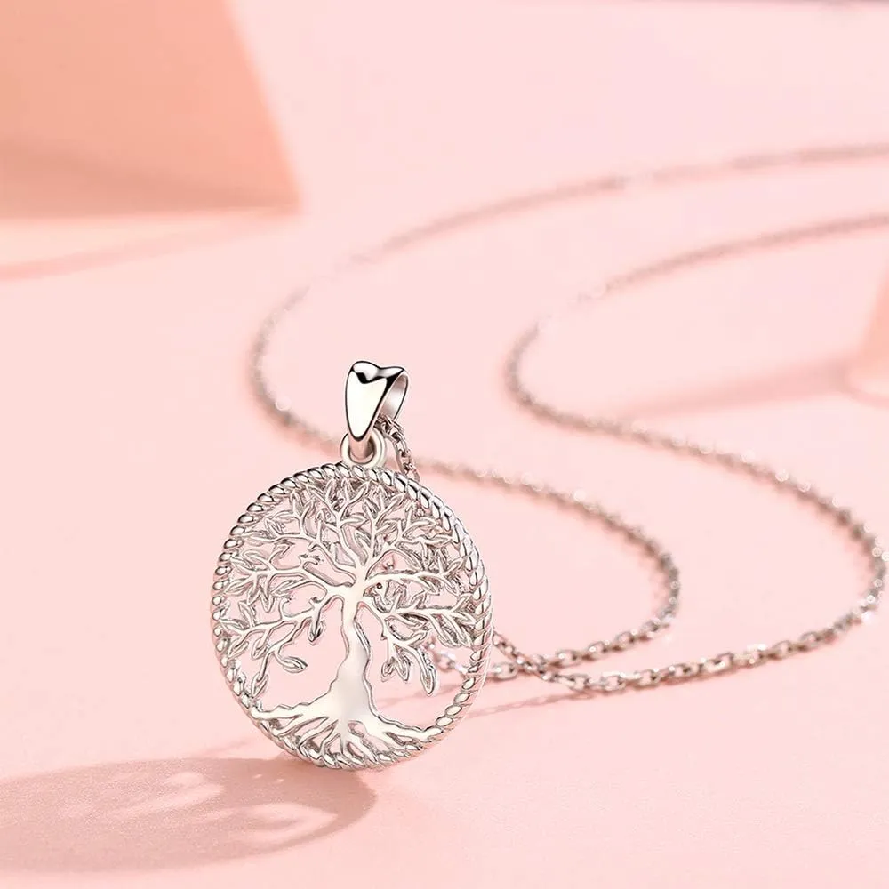 Odinstone Tree of Life Necklace, Sterling Silver Pendant for Women Family Tree Necklaces Jewelry for Mom/Wife/Grandma(With Fine Gift Box)