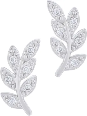 Orrous & Co. Legacy Collection Women's 18K White Gold Plated Beautiful Leaf Stud Earrings, One Size