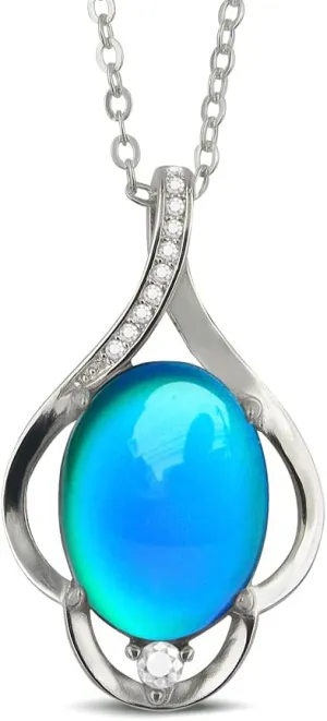 Oval Color Changing Mood Stone Pendant Mood Necklace on 18" Chain 2" extender, Gifts for Women