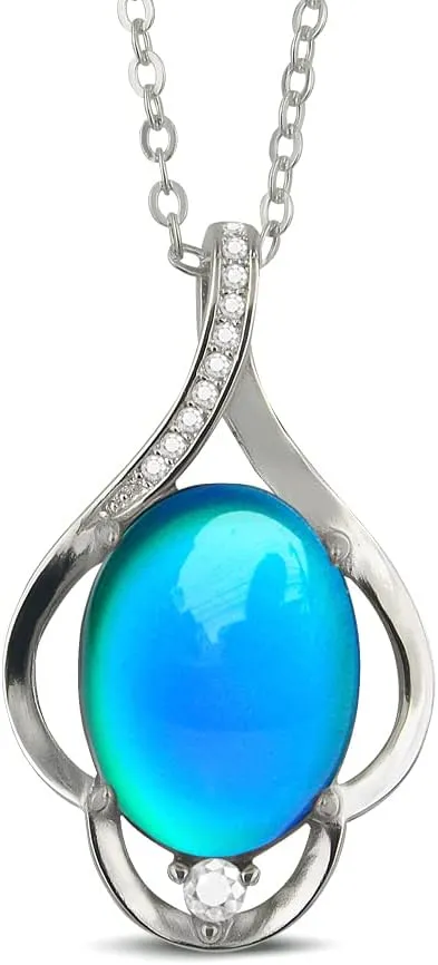 Oval Color Changing Mood Stone Pendant Mood Necklace on 18" Chain 2" extender, Gifts for Women