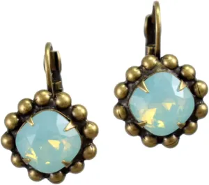 Pacific Opal Austrian Crystal and Pewter Leverback Earrings, Made in the USA