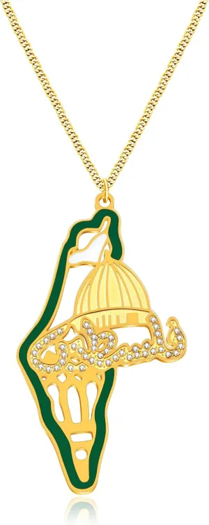 Palestinian Necklace, Personalized Islamic Faith Pendant, ALLAH Symbol Necklaces, Durable Stainless Steel, Religious Jewelry for Women Y5145