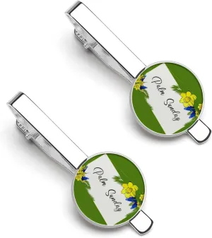 Palm Sunday Tie Clips for Men 2 Pcs Necktie Bar Pinch Clothing Accessories Suitable for Wedding Business Anniversary