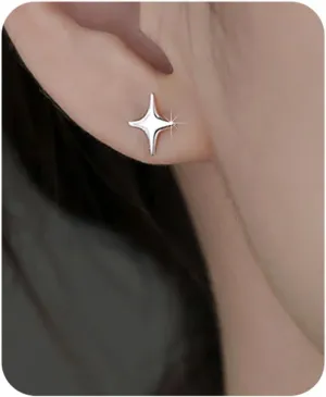PANSHI Sterling Silver Post Earrings Star Stud Earrings for Women Teen Trendy Hypoallergenic Small Pierced Studs Earrings Jewelry