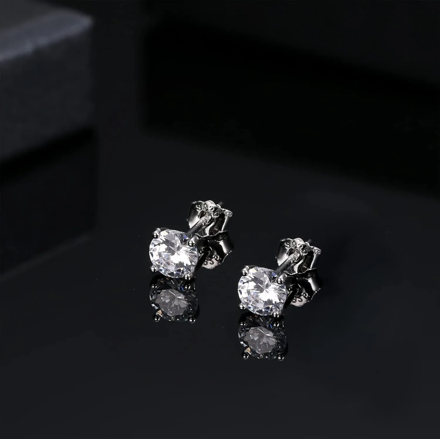 PATISORNA 925 Sterling Silver 5mm Long Post Cubic Zirconia Stud Earrings for Women Men, CZ Studs Earrings Hypoallergenic