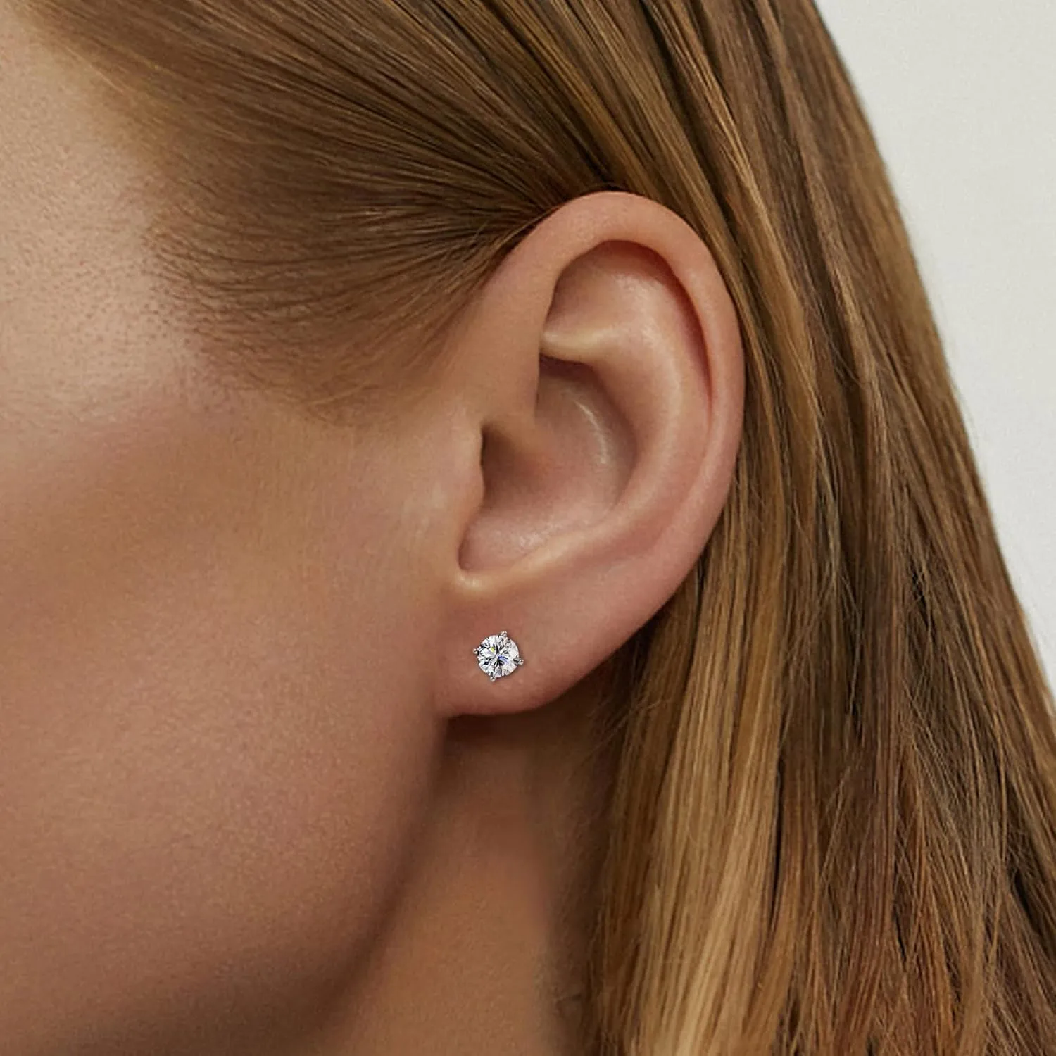 PATISORNA 925 Sterling Silver 5mm Long Post Cubic Zirconia Stud Earrings for Women Men, CZ Studs Earrings Hypoallergenic