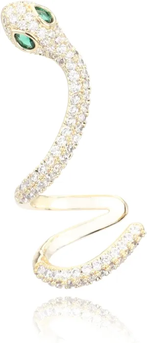 Pave Snake Gold Cuff Earrings For Women | 18K Gold Plated Embellished With Cubic Zirconia Stones | Made With Sterling Silver Post | Gift For Her