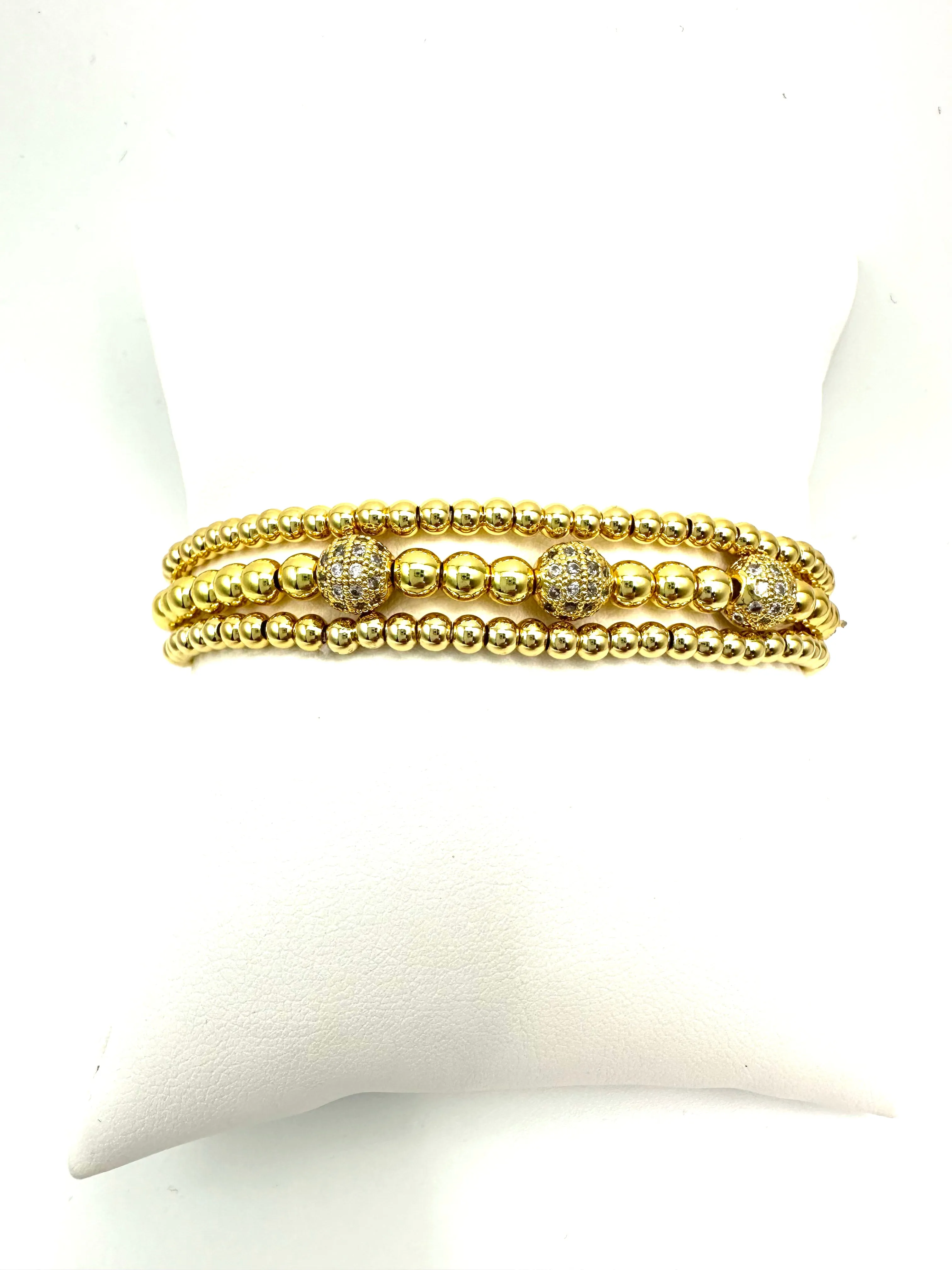 Pave Triple Ball Stack