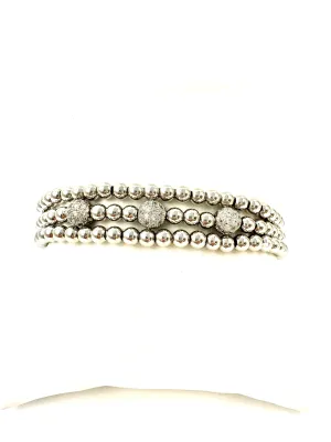 Pave Triple Ball Stack