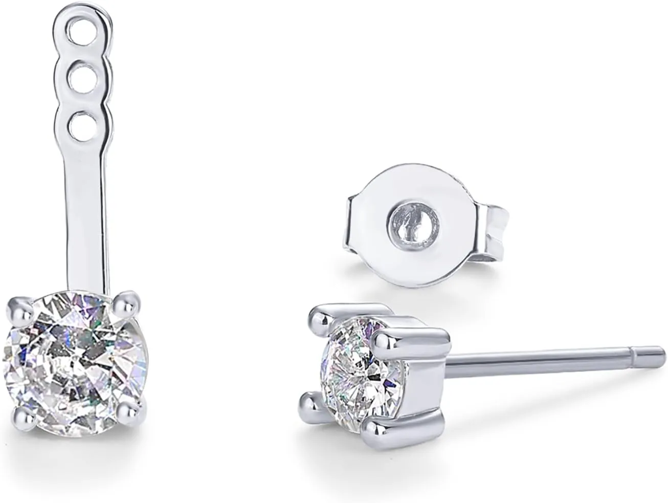 PAVOI 18K Gold Plated Sterling Silver Posts Cubic Zirconia Ear Jacket Statement Earrings for Women | Front & Back Stud Earring Jackets