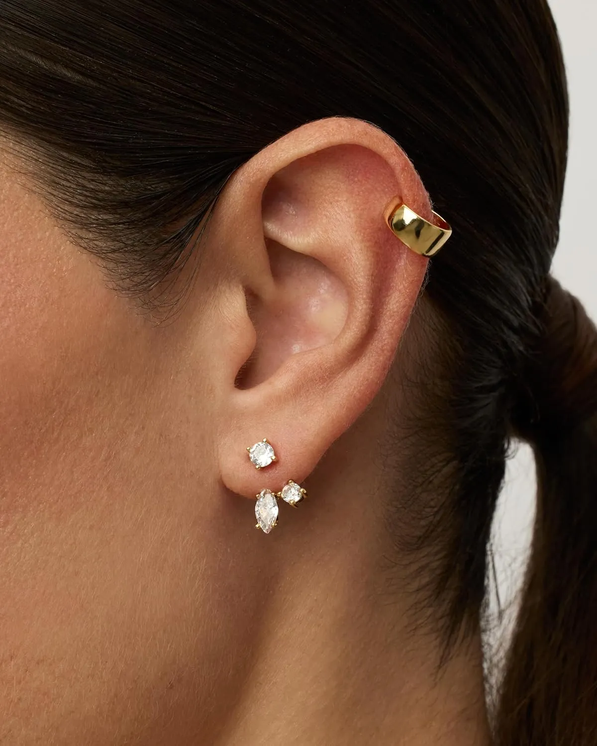 PAVOI 18K Gold Plated Sterling Silver Posts Cubic Zirconia Ear Jacket Statement Earrings for Women | Front & Back Stud Earring Jackets