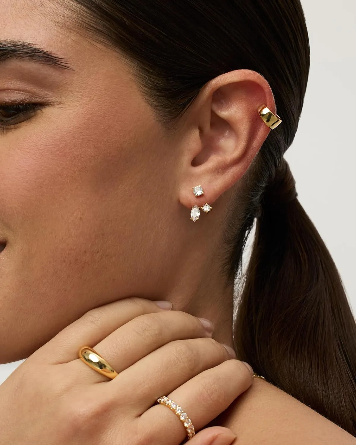 PAVOI 18K Gold Plated Sterling Silver Posts Cubic Zirconia Ear Jacket Statement Earrings for Women | Front & Back Stud Earring Jackets