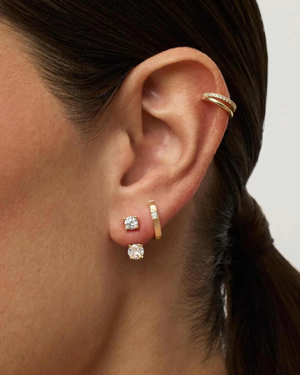PAVOI 18K Gold Plated Sterling Silver Posts Cubic Zirconia Ear Jacket Statement Earrings for Women | Front & Back Stud Earring Jackets