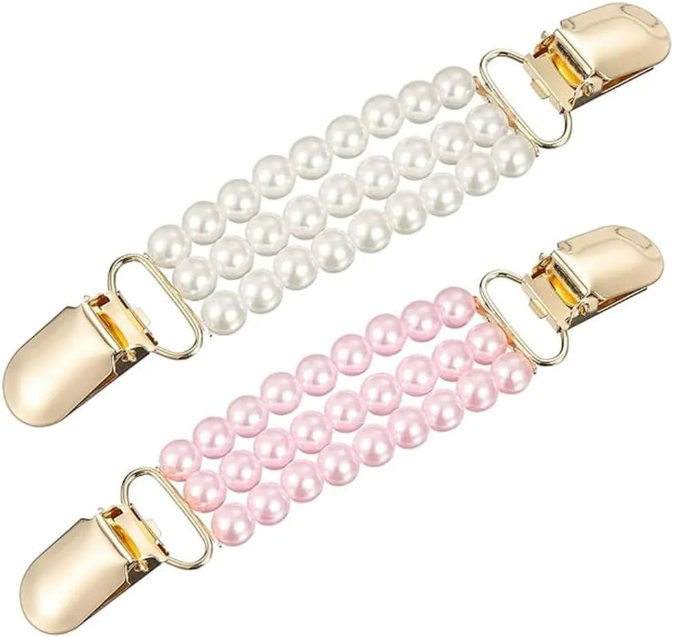 Pearl Sweater Clips, Faux Cardigan Collar Clips for Women - Dress Clips with Elegant Back Cinch Design