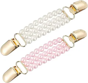 Pearl Sweater Clips, Faux Cardigan Collar Clips for Women - Dress Clips with Elegant Back Cinch Design