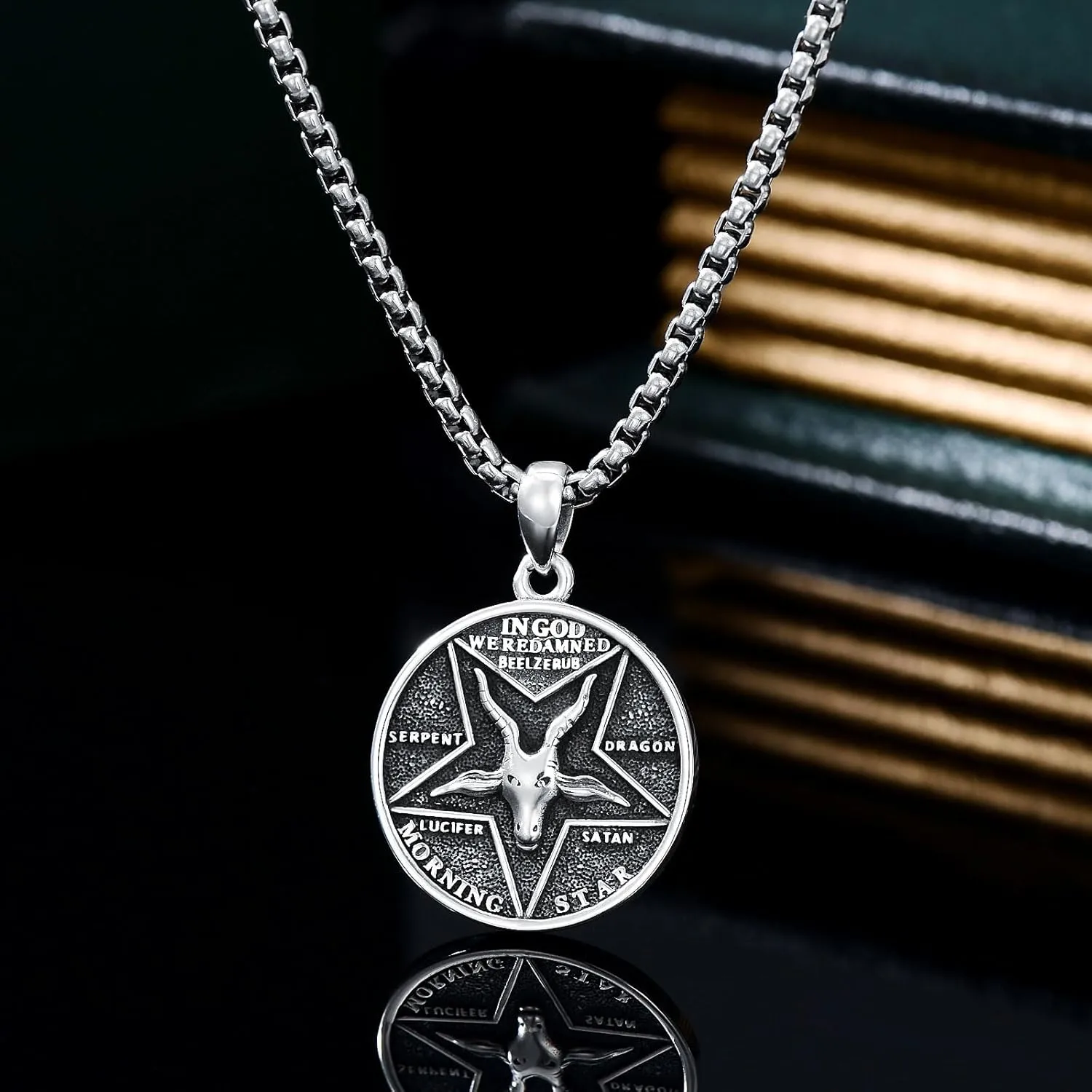 PELOVNY Hockey Aztec Lion Cross Necklace for Men 925 Sterling Silver Pendant Jewelry Gifts for Father Husband Brother
