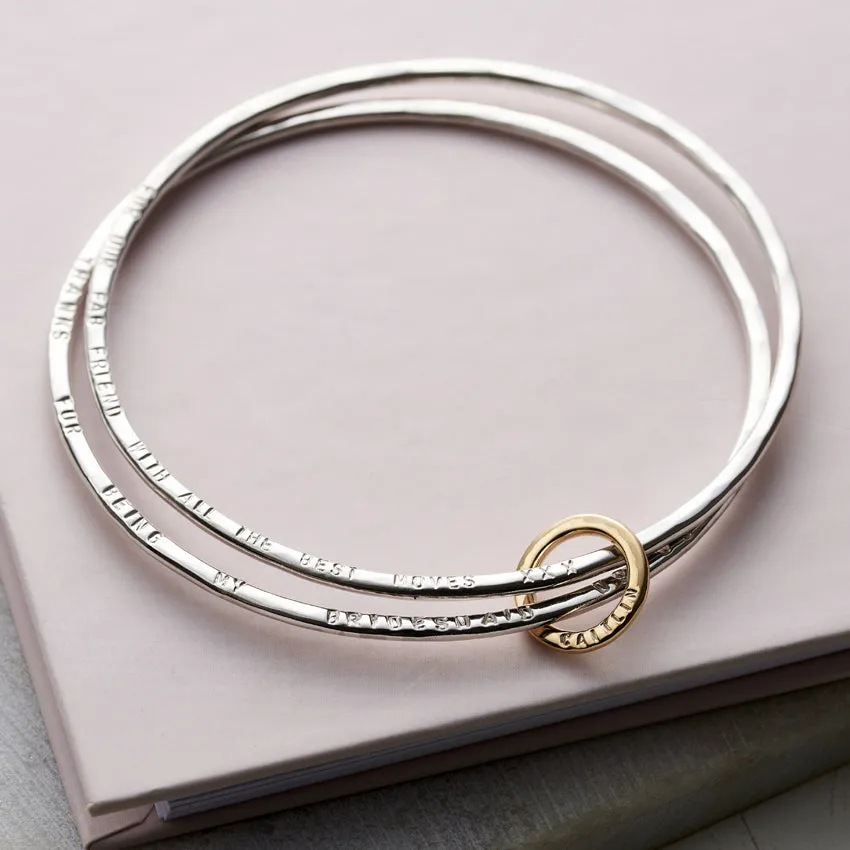 Personalised 9ct Gold & Silver Double Bangle