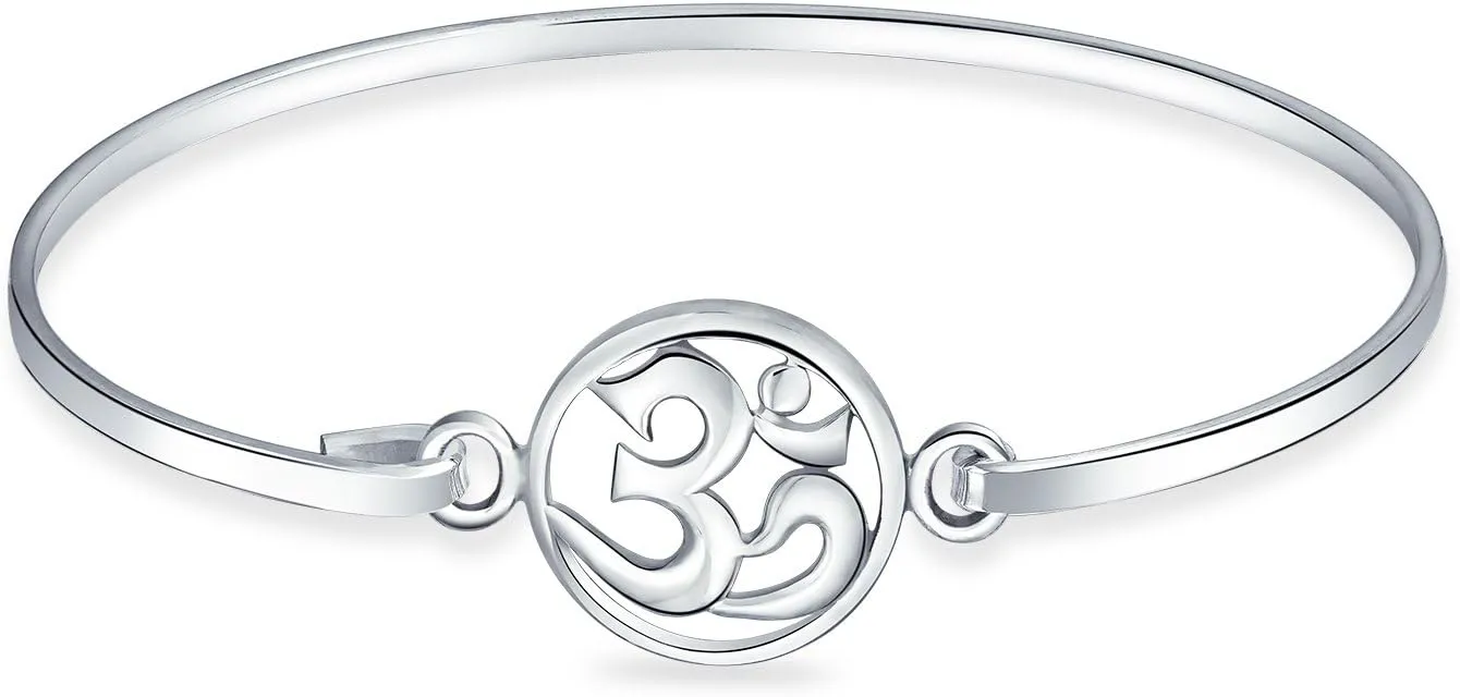 Personalize Love Luck Unity Inspirational Talisman Heart Infinity Clover Sideway Celtic Cross Bangle Ohm Bracelet Women Teens .925 Silver
