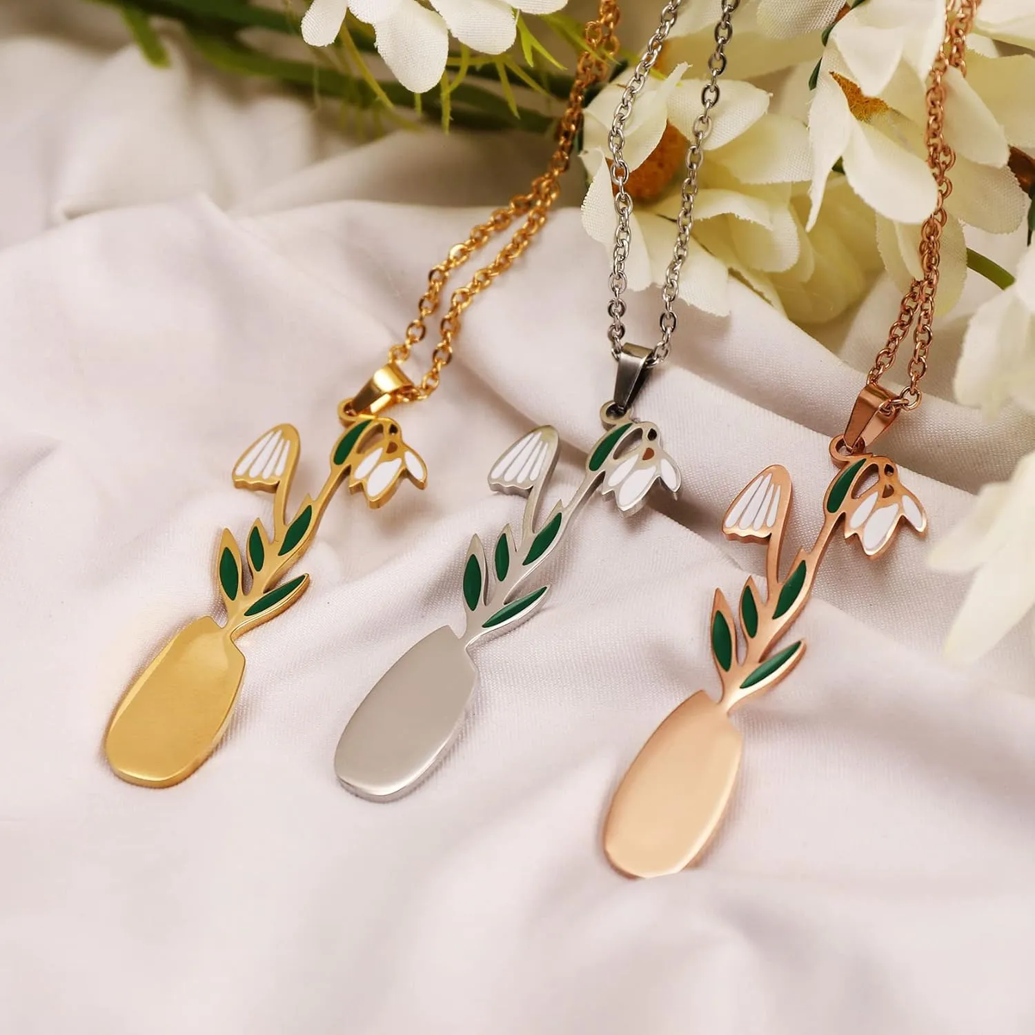 Personalized Birth Flower Necklace Custom Name Necklace Custom Name Jewelry Birthday Gift for Women