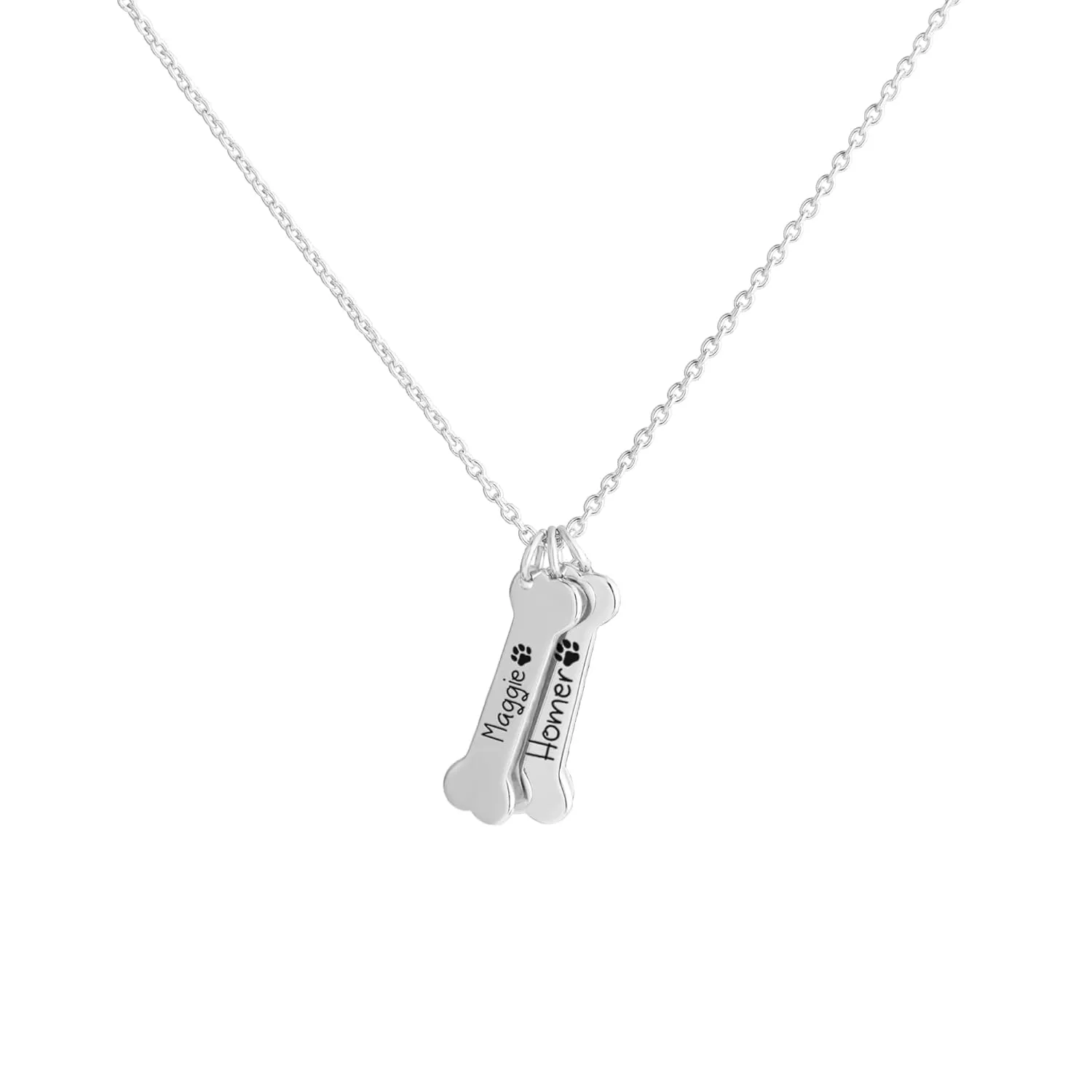 Personalized Dog Bone Pendant Name Necklace Custom Name Pendant Necklace Gift for Dog Lover Mother's Day Jewelry Gift for Girl Woman Daughter Grandma