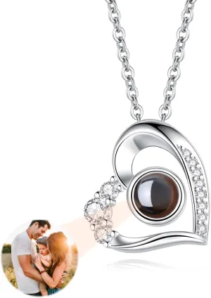 Personalized Heart Necklace with Photo Inside, Custom Heart Picture Necklace Customized Sterling Silver Rose Gold Jewelry Christmas Gifts Mother's Day gift for Women Girls