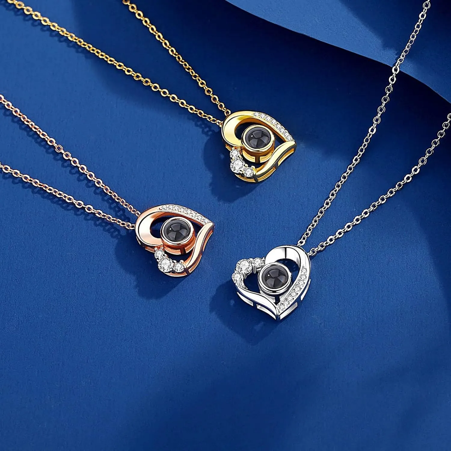 Personalized Heart Necklace with Photo Inside, Custom Heart Picture Necklace Customized Sterling Silver Rose Gold Jewelry Christmas Gifts Mother's Day gift for Women Girls
