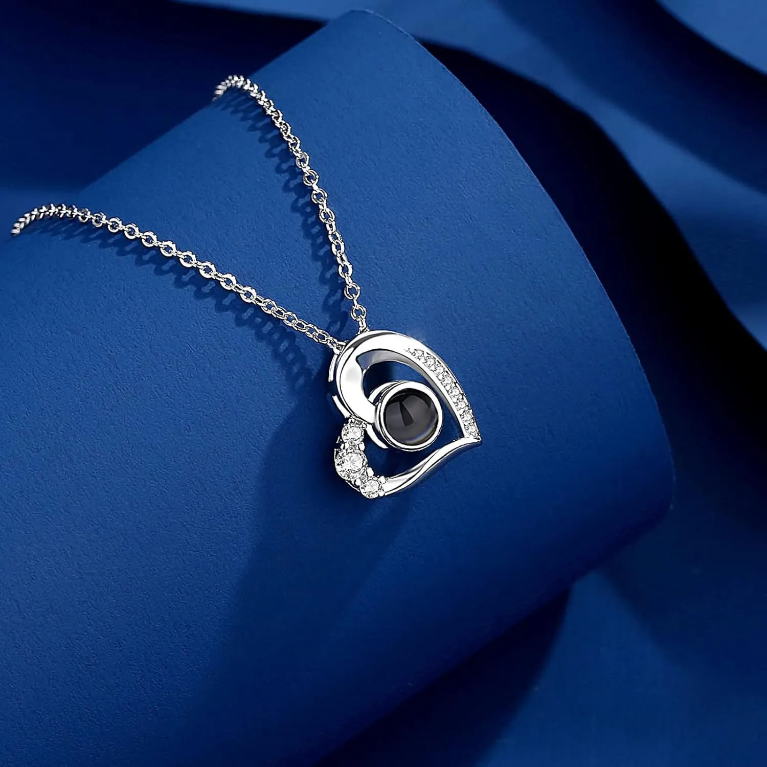 Personalized Heart Necklace with Photo Inside, Custom Heart Picture Necklace Customized Sterling Silver Rose Gold Jewelry Christmas Gifts Mother's Day gift for Women Girls