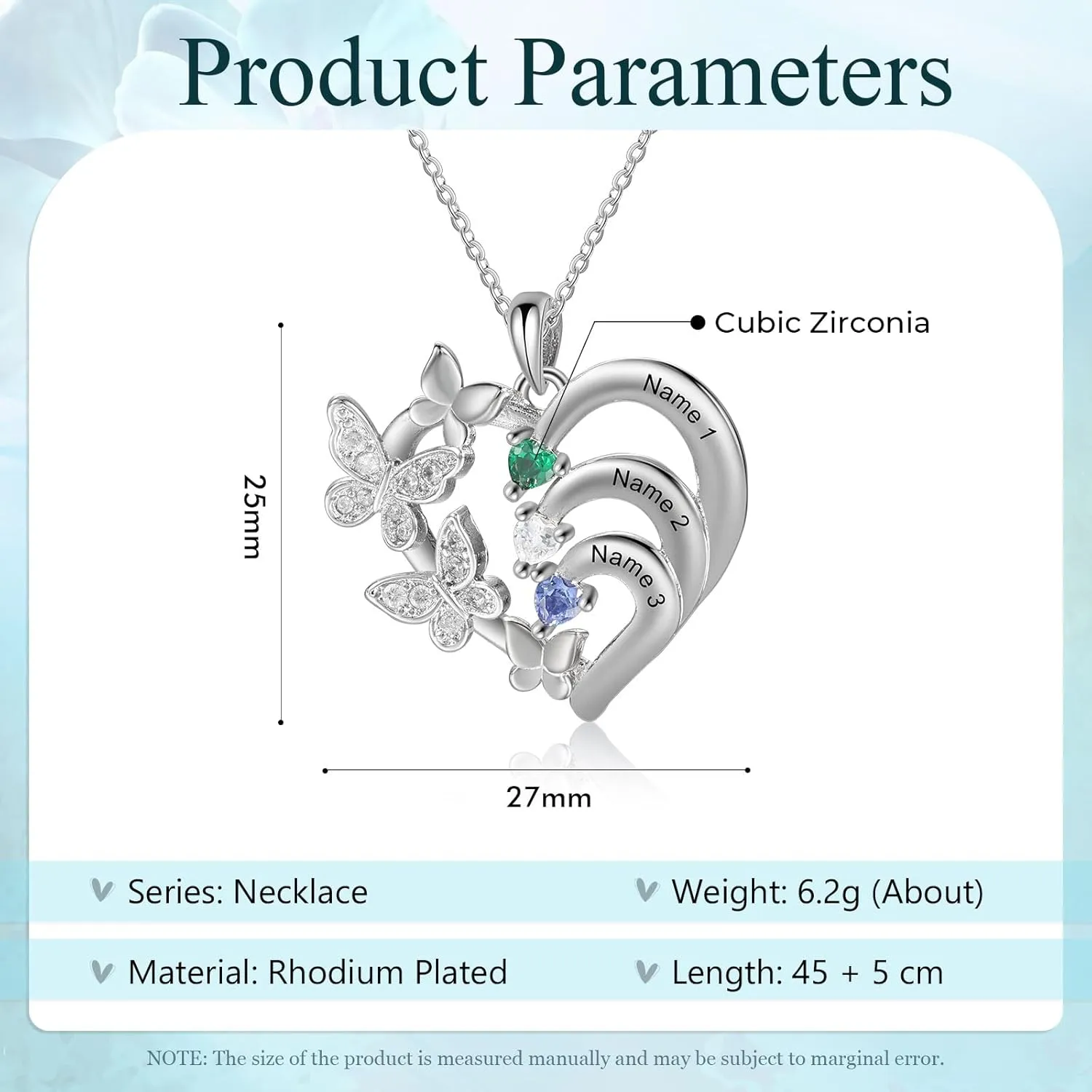 Personalized Heart Necklaces for Women with 2-5 Birthstones Custom Mother Name Pendant Necklace Mothers Day Christmas Birthday Gifts for Mom Grandma Mama