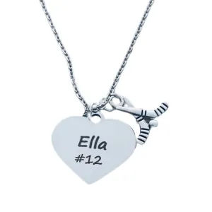 Personalized Hockey Necklace with Engraved Charm, Hockey Jewelry, Hockey Gifts, Ice Hockey Charm Necklace, for Girl Hockey Players & Hockey Moms