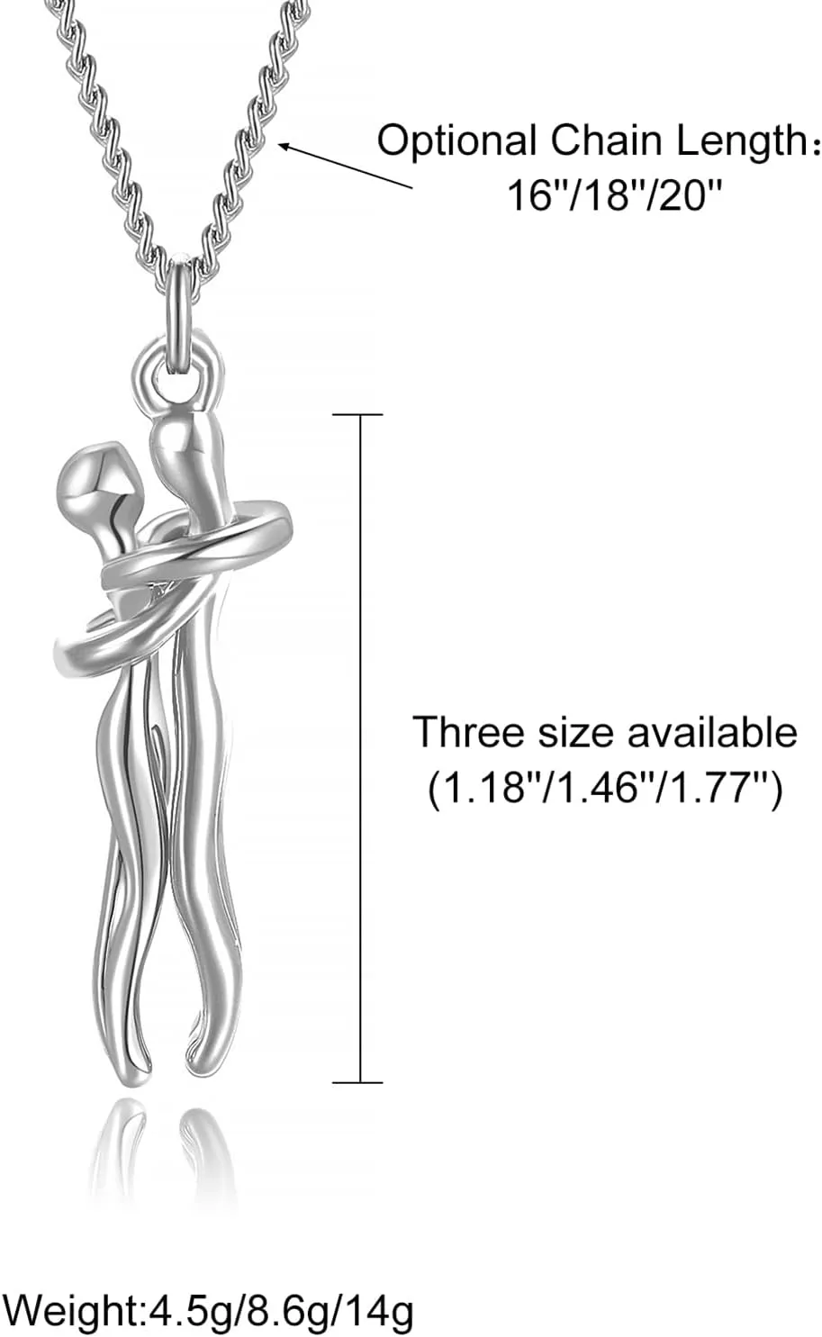 Personalized Hug Necklace for Couples 925 Sterling Silver Engraved Name Necklace for Men Women Lover Necklace Matching Necklace for Her and Him Birthday Valentines Day Gifts for Girlfriend Boyfriend