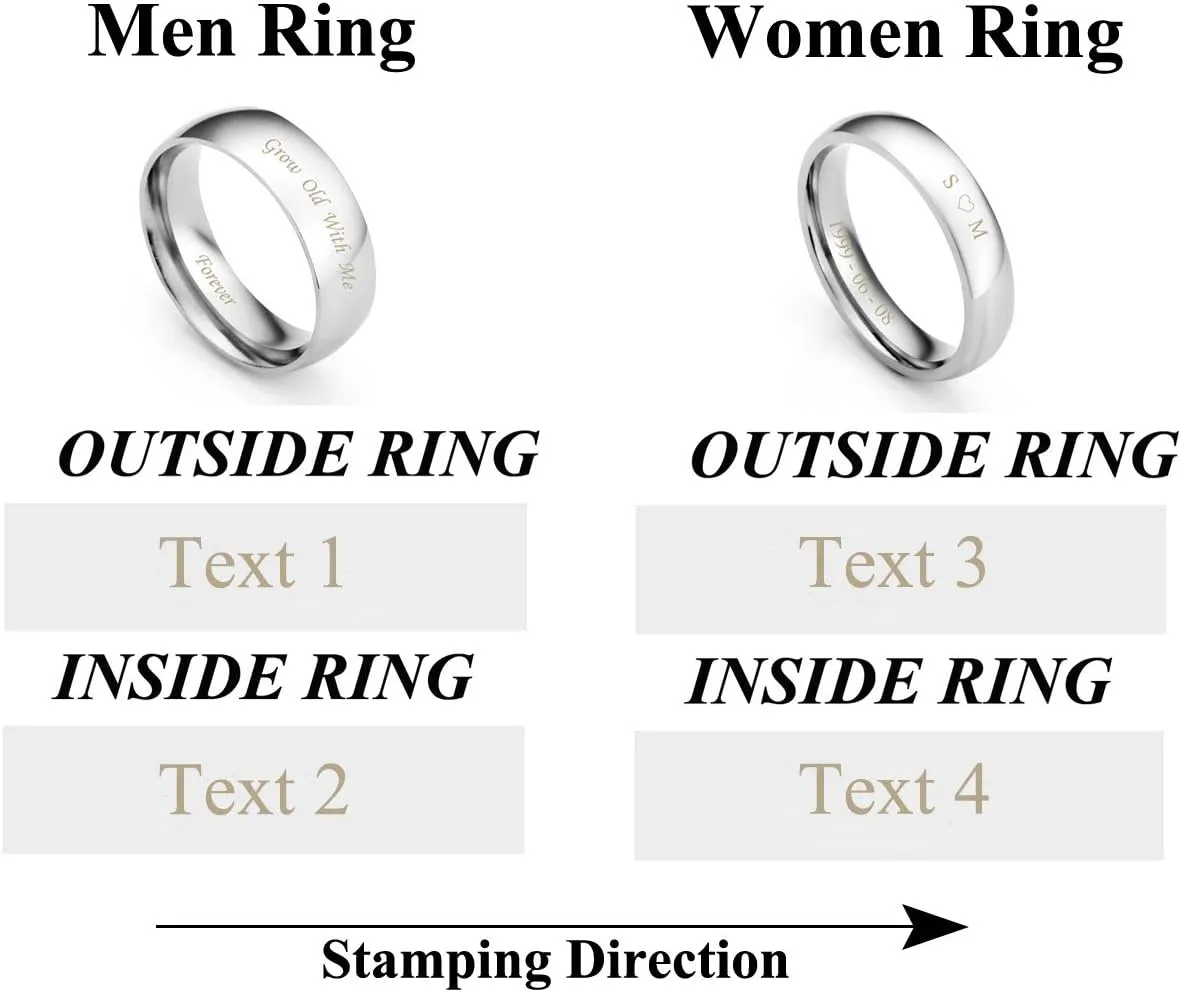 Personalized Master Custom Engraved Name His & Hers Real Love Matching Rings Set Stainless Steel Couples Pendant Necklaces for Engagement Wedding Anniversary Valentine's Day
