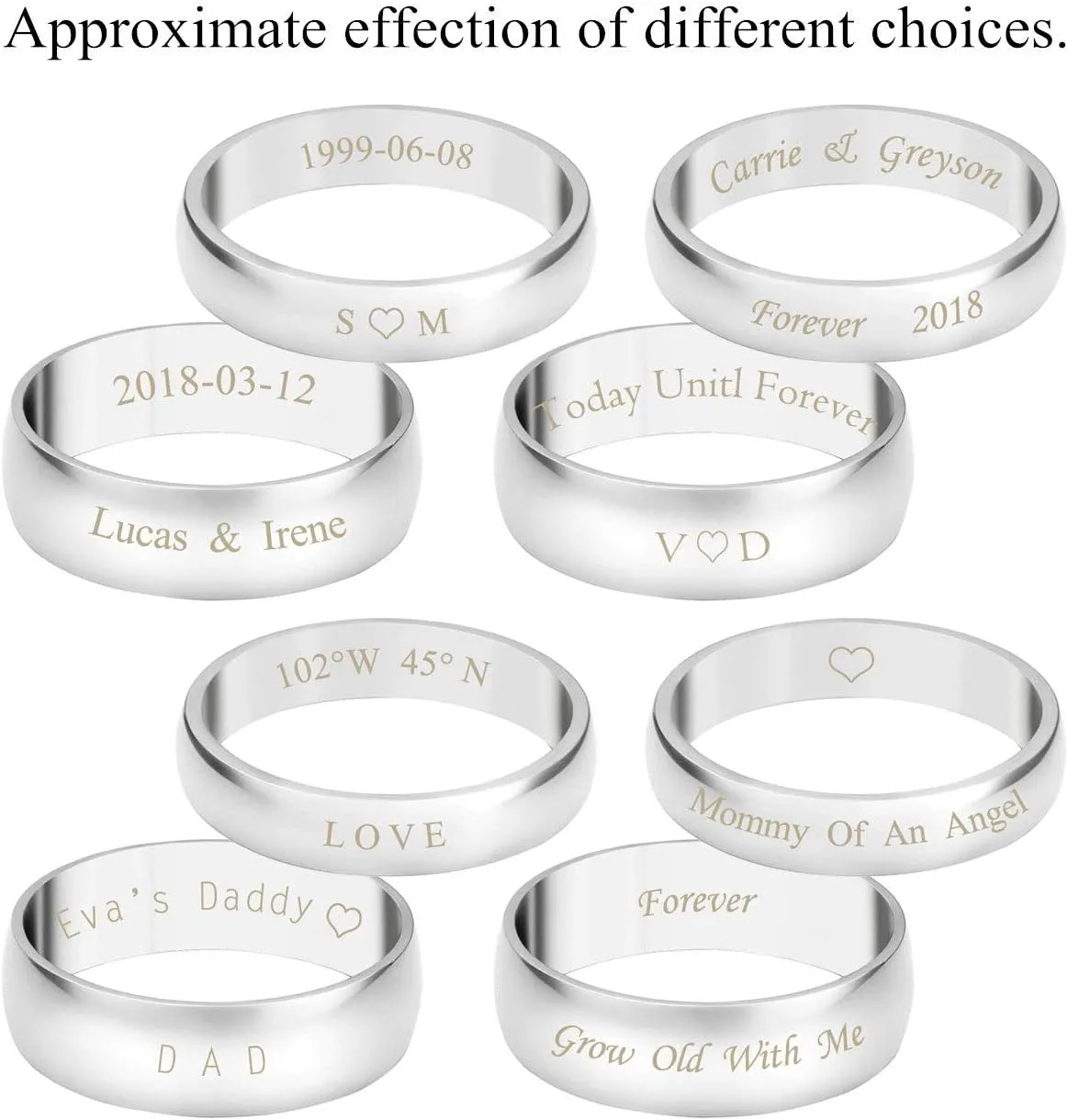 Personalized Master Custom Engraved Name His & Hers Real Love Matching Rings Set Stainless Steel Couples Pendant Necklaces for Engagement Wedding Anniversary Valentine's Day