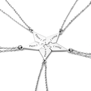 Personalized Master Engraving Custom Stainless Steel 5/6 Pieces Best Friends BFF Family Necklaces Friendship Puzzle Piece Charm Pendant Set