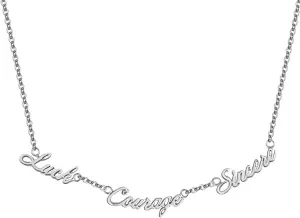 Personalized Mother Daughter Neckalcelace Customized Couples Matching Jewelry Long Distance Relationship Gifts Sterling Silver 2 Name Plate Necklace Custom Heart Love Necklaces