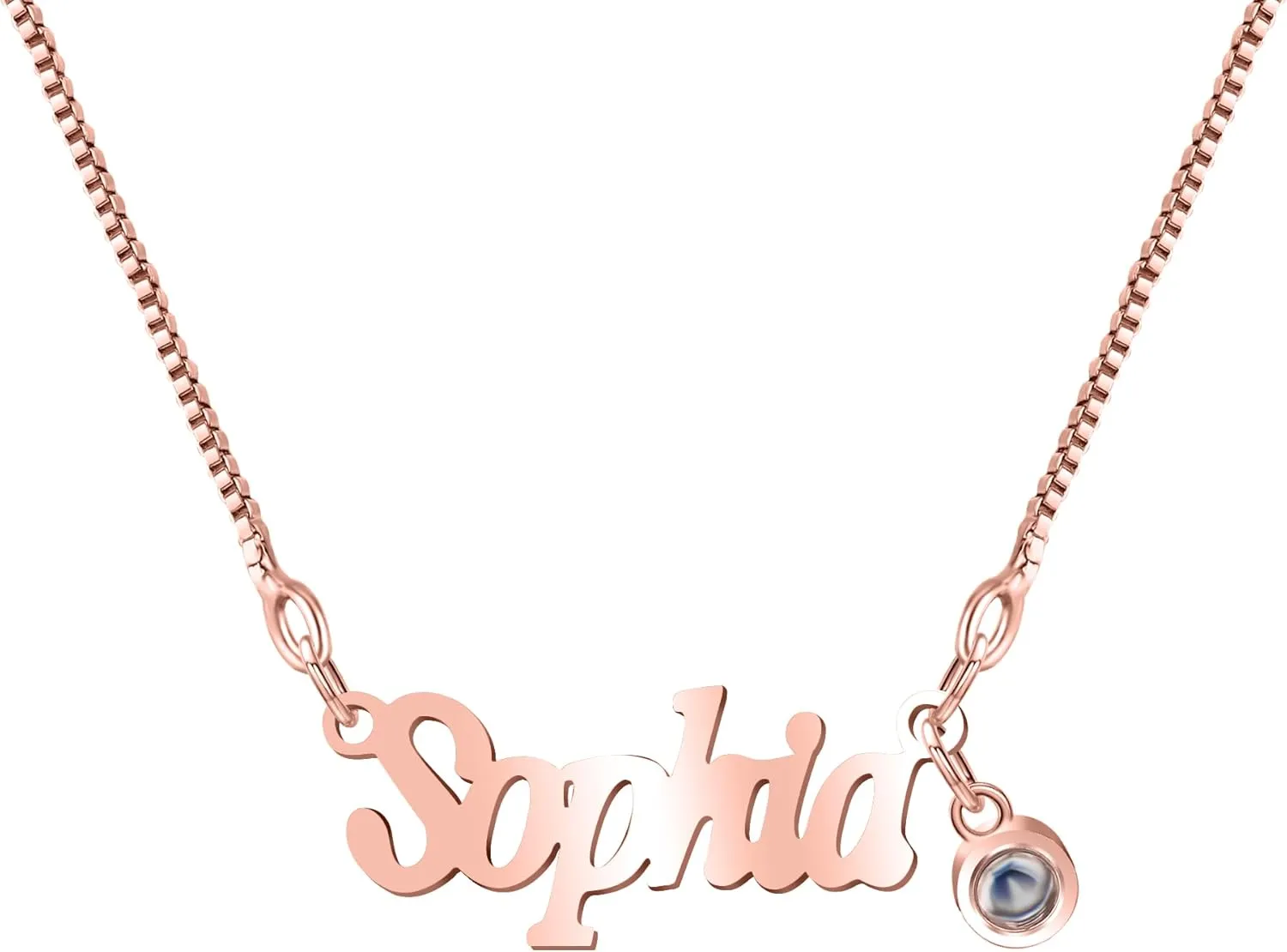 Personalized Name Necklace with Photo Pendant, Custom Nameplate Necklace with Picture inside, Birthday Anniversary for Her, Mothers Day Gift for Mom Grandma